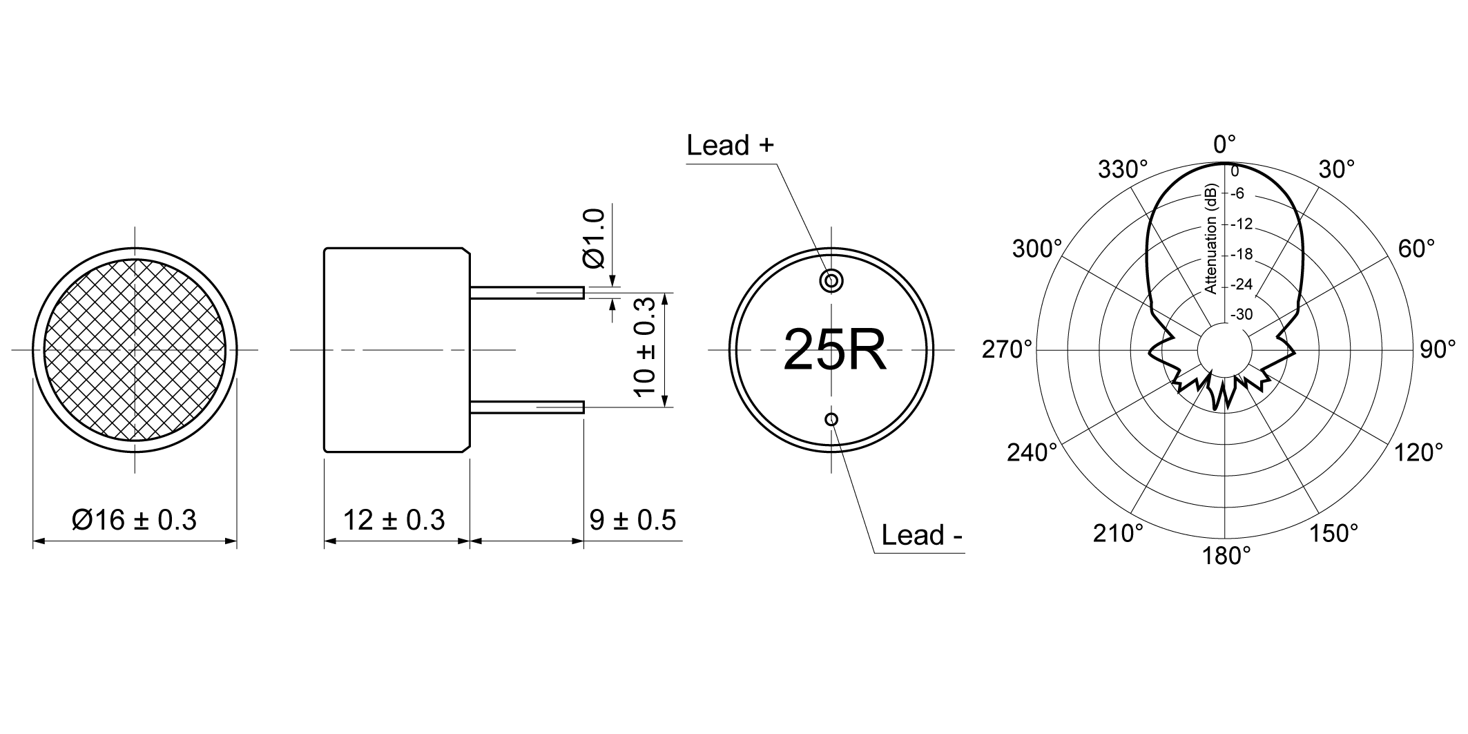 UO16-R25ASP Mechanical Drawing